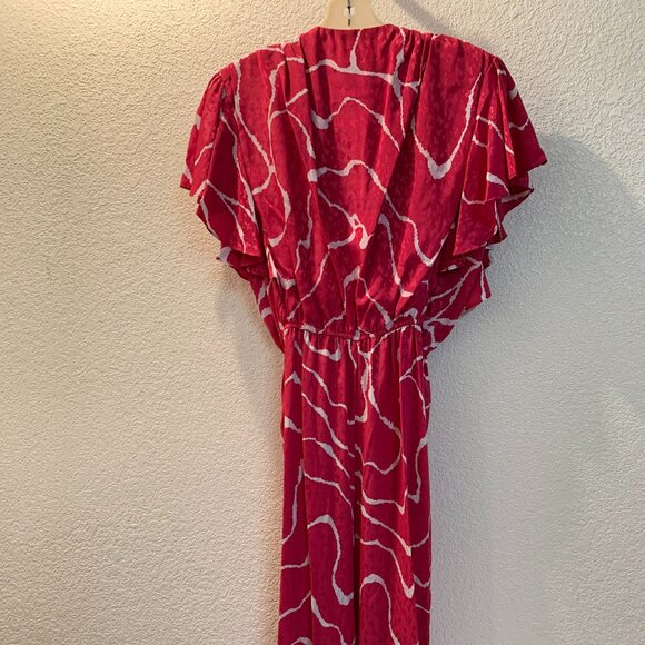 Vintage 80s JT Dress jumpsuit pink and white with matching wrap belt size 12 - Picture 2 of 8